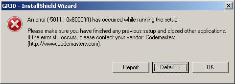 GRID – InstallShield Wizard error (-5001 : 0x80000ffff) 
