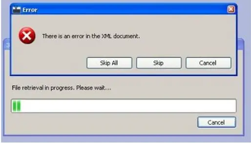 Error There is an error in Xml Document