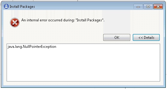 An internal error occurred during: "Install Packages" 