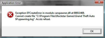 Application Error Cannot create file
