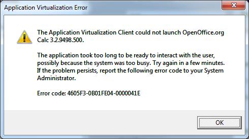 Application Virtualization Error