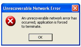 An unrecoverable network error has occurred; application is forced to terminate.