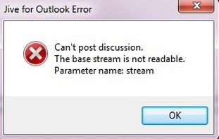 can't post discussion. - Jive for outlook error