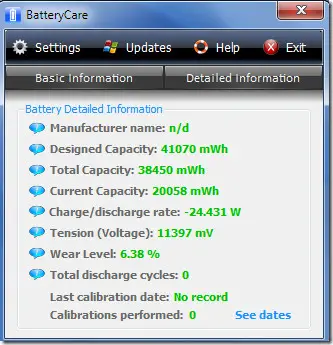 Battery performance checking software