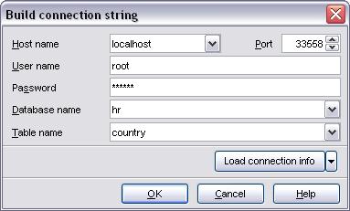 Database name table name connection database