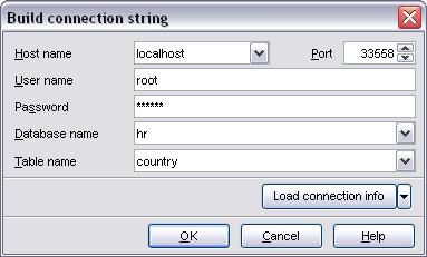 Database name table name connection database