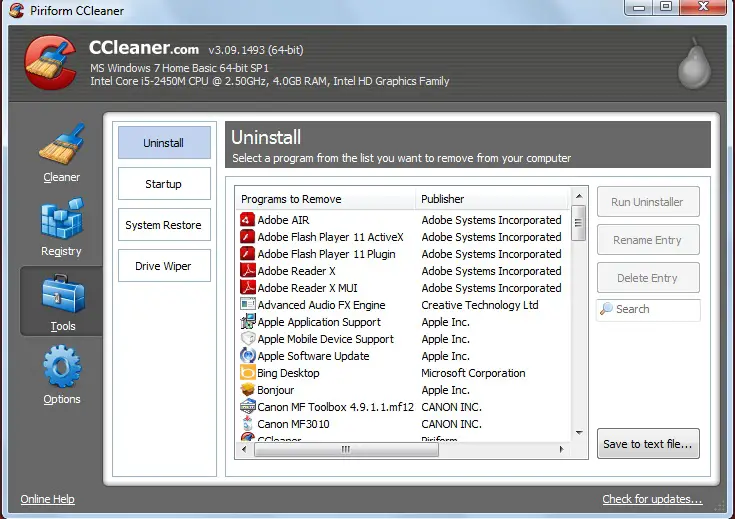 CCleaner Uninstaller