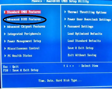 Advanced BIOS Features