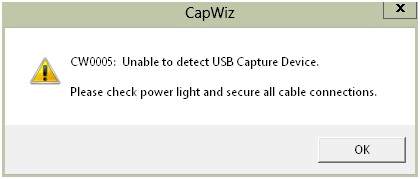 Unable to detect USB Capture Device