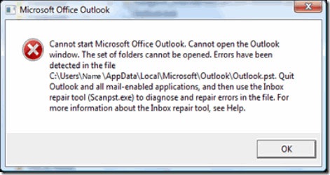 Cannot Start Microsoft Office Outlook