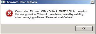 Microsoft Office Outlook Cannot start Microsoft Office Outlook. MAP132.DLL is corrupt or the wrong version. 