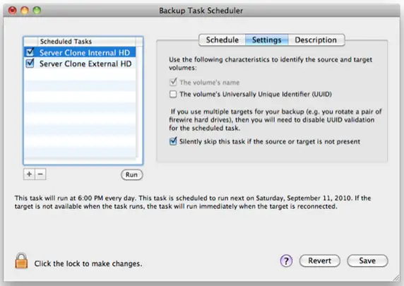 Scheduled Tasks field name this task then Settings