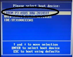 Restart your PC and hit F8 to choose which drive you are going to be boot, choose your CD/DVD drive to be boot first.