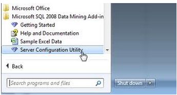 The Server Configuration Utility option
