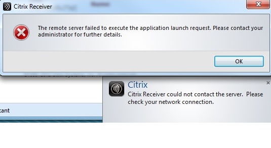 Remote server failed to execute the application launch request