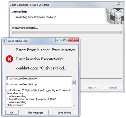 Code composer studio v5 setup Application error