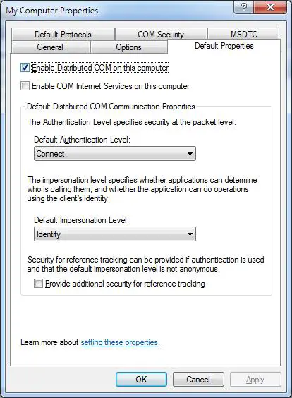Enable Distribution COM onthis computer