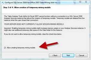 Configure the temporary session models