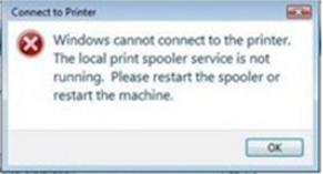 Windows cannot connect to the printer. The local print spooler service is not running. 