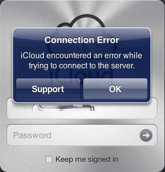 mail account error connection to icloud failed