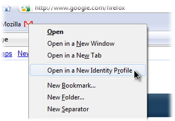 Open in a New Identity profile