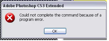 Adobe Photoshop CS3 Extended  Could not complete the command because of a program error.