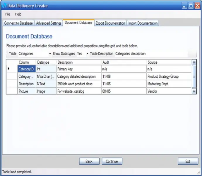 DATA Dictionary Creator Application