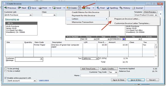 Prepare an Invoice Letter