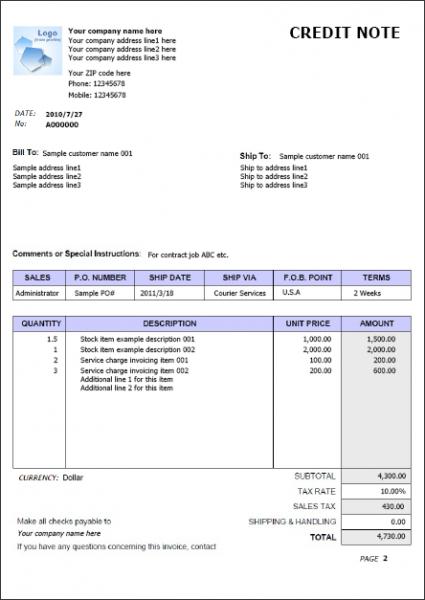 Credit Note