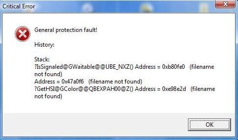 Critical Error General protection fault!