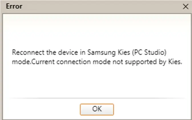Error Reconnect the device in Samsung Kies (PC Studio) mode