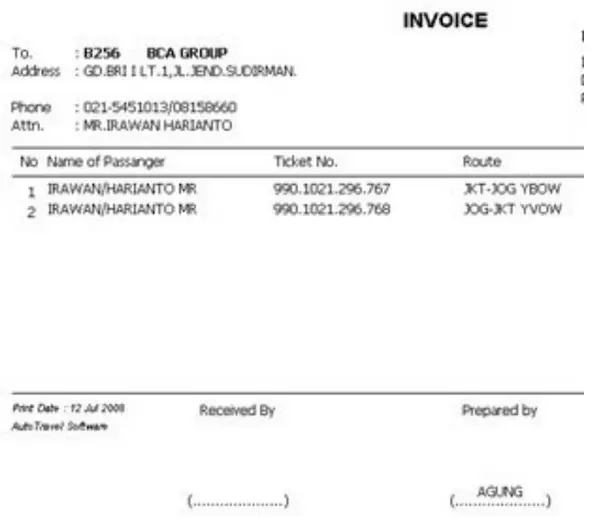 encode INVOICE at the top