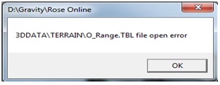 GravityRose Online 3DDATATERRAINO_Range TBL file open error
