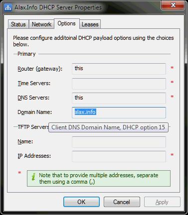 DHCP Server Properties