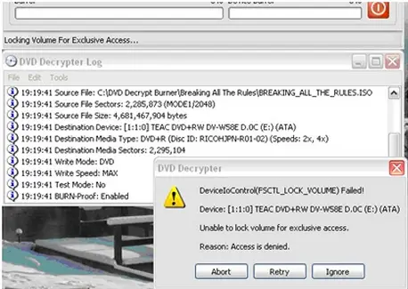 DVD Decrypter DeviceIocontrol Failed