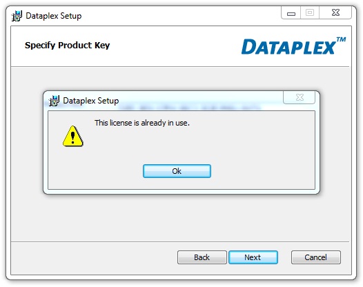 This license is already in use - Dataplex Setup