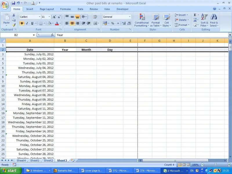 Enetr Day date in Excel