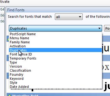 Find Fonts Duplicates