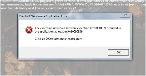 Diablo II: Windows – Application error