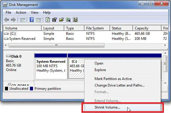 Programs and Files Box type Partition