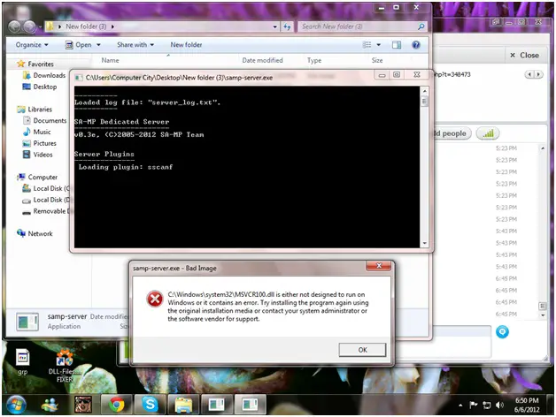 C:windowssystem32MSVCR100.dll is either not designed to run on windows or it contains an error. Try installing the program again using the original installation media or contact your system administration or the software vendor for support