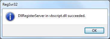 DllRegisterServer in vbscript.dll succeeded