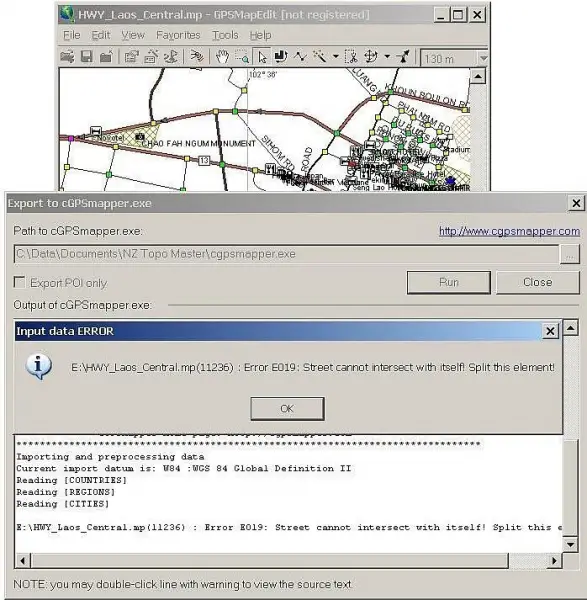 E:HWY_Laos_Central.mp(11236) : Error E019: Street cannot intersect with itself! Split this element 