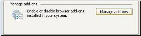 Start -All Programs -Accessories -System Tools-Internet Explorer-Manage add-ons