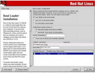 Red Hat Linux-boot loader installation