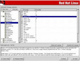 Red Hat Linux-individual package selection