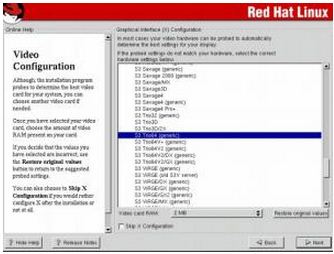 Red Hat Linux-video configuration