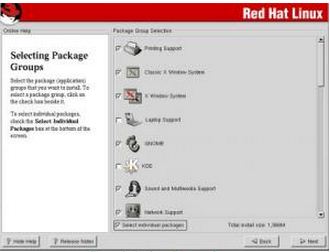 Red Hat Linux-selecting package groups