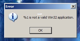 inte ett särskilt giltigt win32-program Windows erfarenhetspoängläge