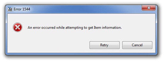 An error occurred while attempting to get Item information